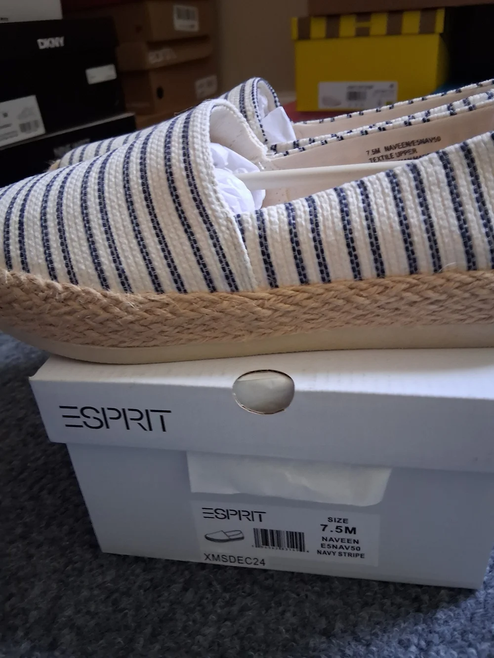 Esprit Striped Canvas Espadrilles - Navy & Cream